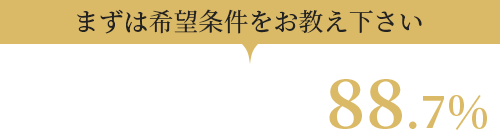 まずは希望条件をお教え下さい　成約率は納得の88.7%
